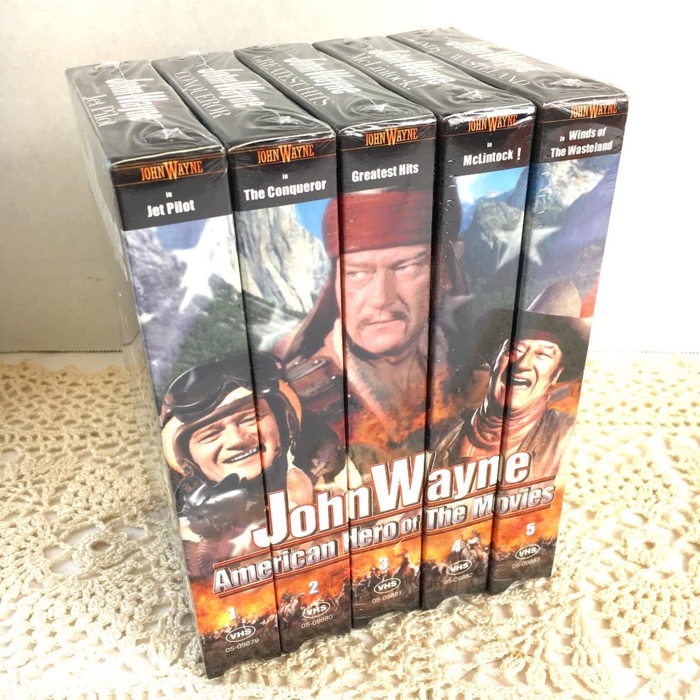 Sealed John Wayne VHS 5 Pc Set American Hero of the Movies NWT